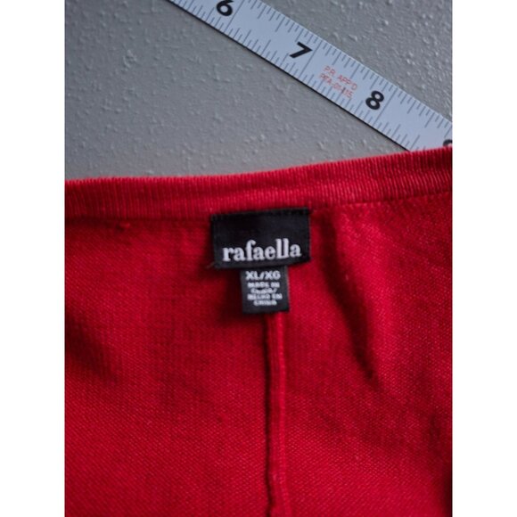 Rafaella Red Studded Cardigan Sweater XL Glam Retro Holiday Preppy - Picture 3 of 7